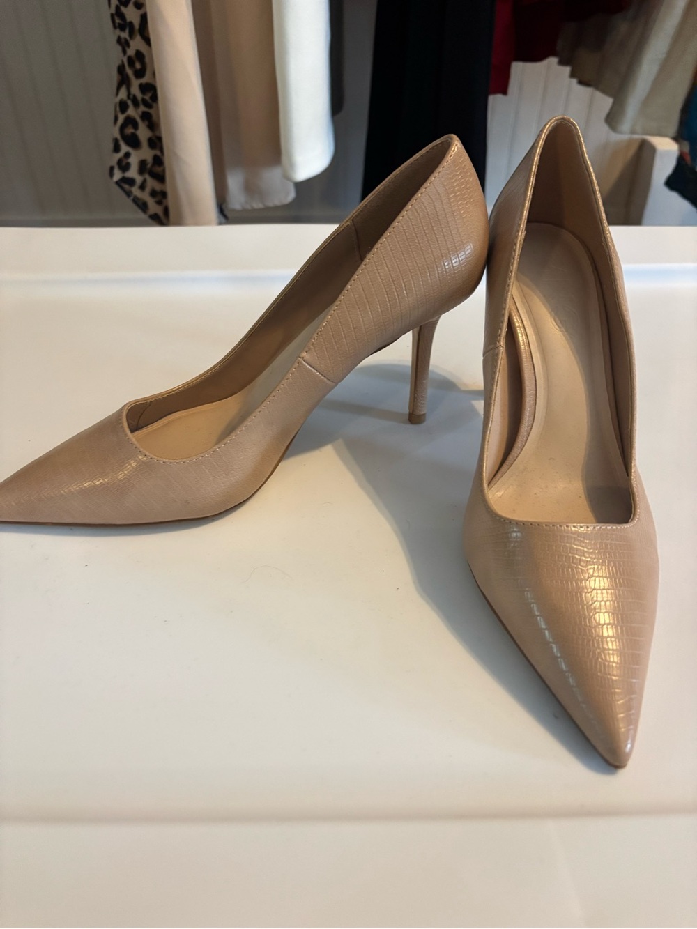 Mango Nude Textured Pointed-Toe Pumps - Picture 2 of 3